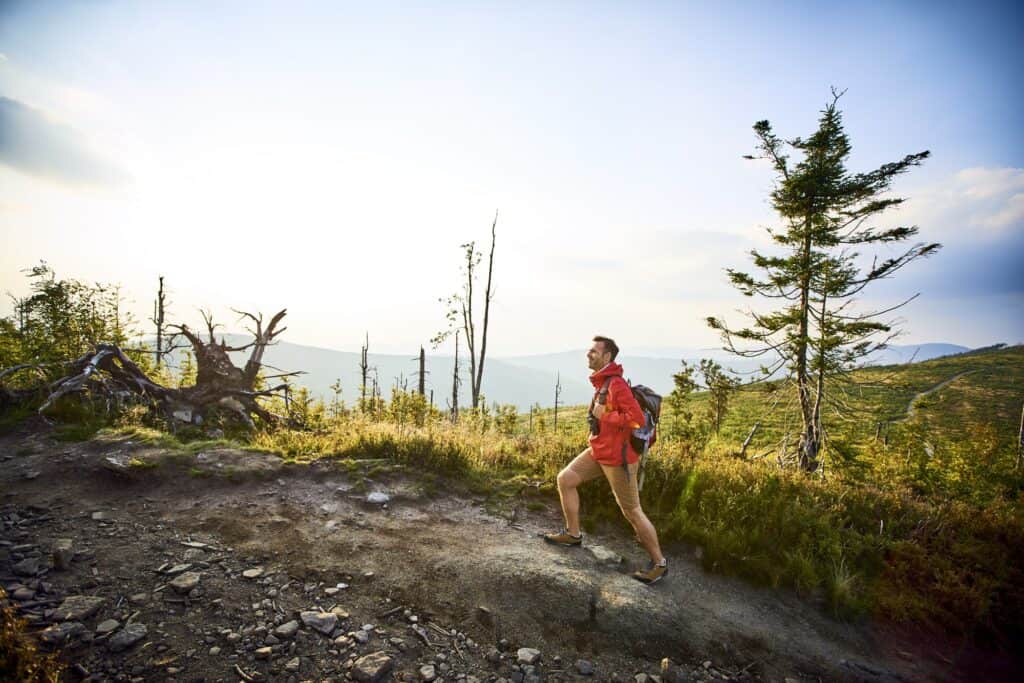 Man hiking in the mountains